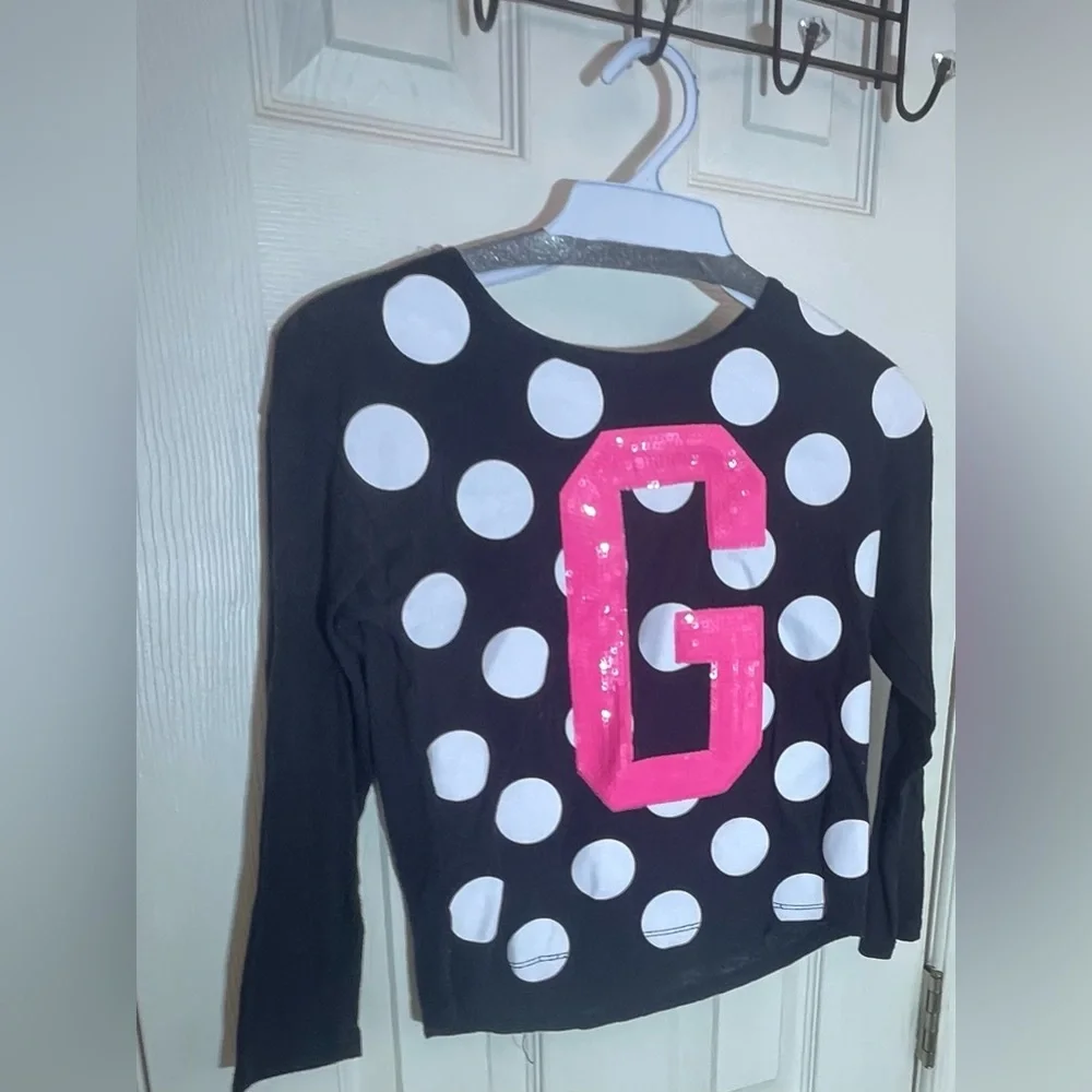 Justice Girl’s G long sleeve sequin shirt size small 6/7